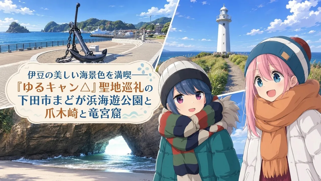 伊豆の美しい海景色を満喫——『ゆるキャン△』聖地巡礼の下田市まどが浜海遊公園と爪木崎と竜宮窟